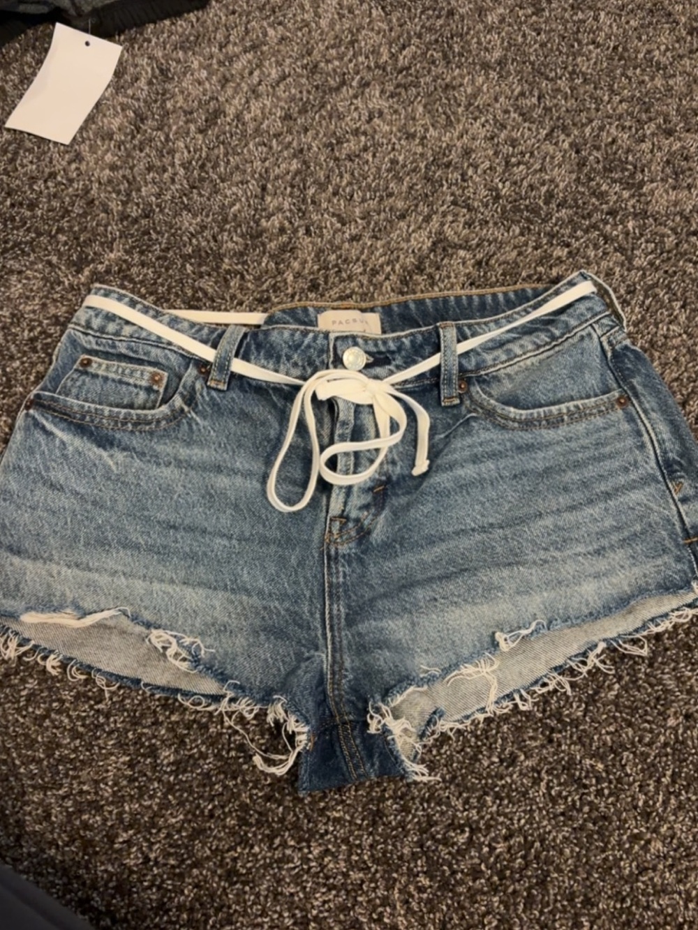 PacSun low rise Distressed Denim Shorts in Light Blue
